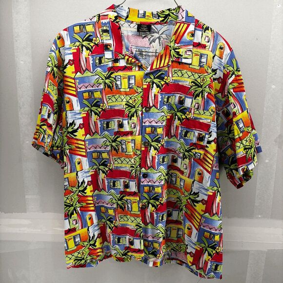 Toucan Dance By Fast Lane Hawaiian Shirt Village Hawaiian Shirt Size XL FLAWED - Picture 1 of 5
